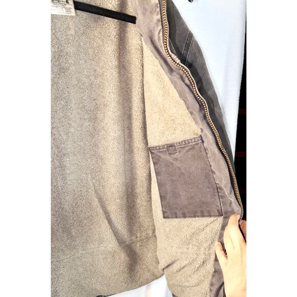 Carhartt Vintage Washed Work Wear Jacket Sherpa Lined Mens XL C61 BLK Sun Stain - Picture 4 of 8